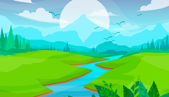 逼真的春天景色矢量素材(EPS)