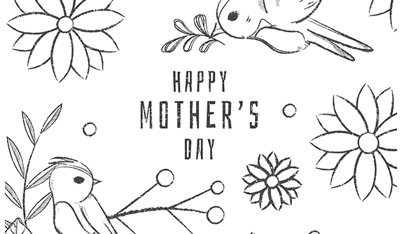 手绘黑白母亲节背景矢量素材(EPS/AI)