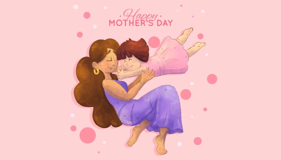 女儿飞奔向妈妈设计母亲节矢量素材(AI/EPS)