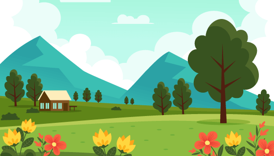 漂亮的春天景色矢量素材(AI/EPS)