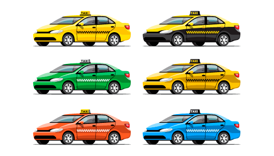 不通颜色的出租车矢量素材(EPS)