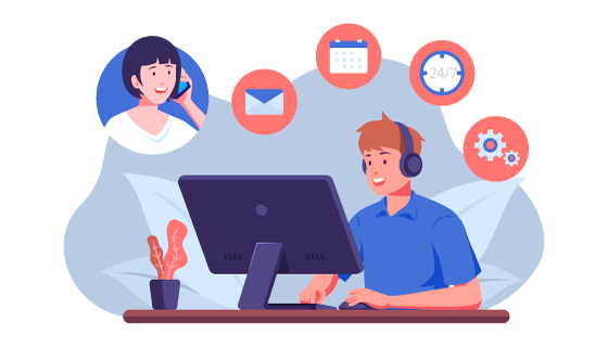 扁平风格男子在线客服插画矢量素材(AI/EPS)