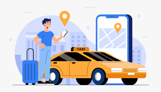 男子在线叫车插画矢量素材(AI/EPS)