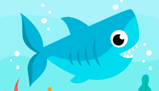 海底里游泳的小鲨鱼矢量素材(AI/EPS)