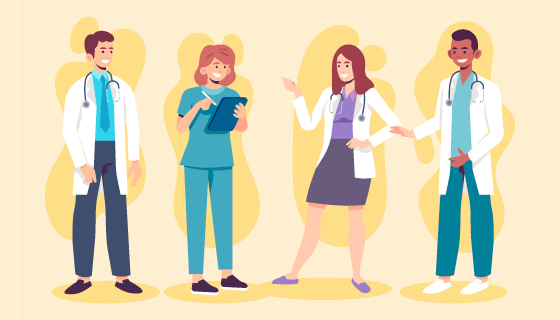 四位医生和护士矢量素材(AI/EPS)