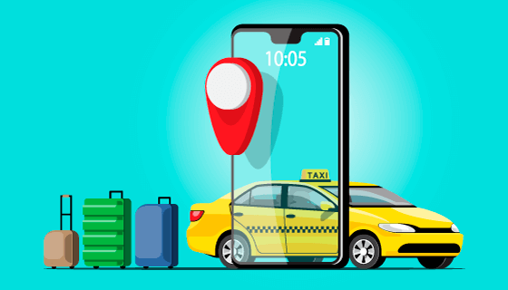 手机在线叫车智能出行矢量素材(EPS)