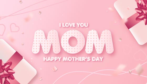 粉色礼物设计母亲节快乐背景矢量素材(EPS)