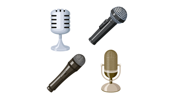 四种复古的麦克风矢量素材(EPS/PNG)