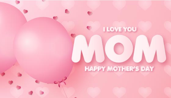 粉色气球设计母亲节快乐banner矢量素材(EPS)