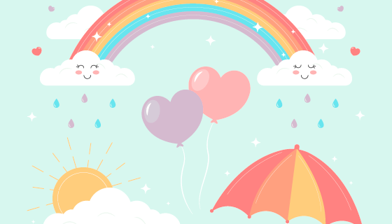 可爱的彩虹太阳云朵矢量素材(AI/EPS)