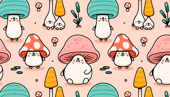 可爱的蘑菇背景矢量素材(AI/EPS)