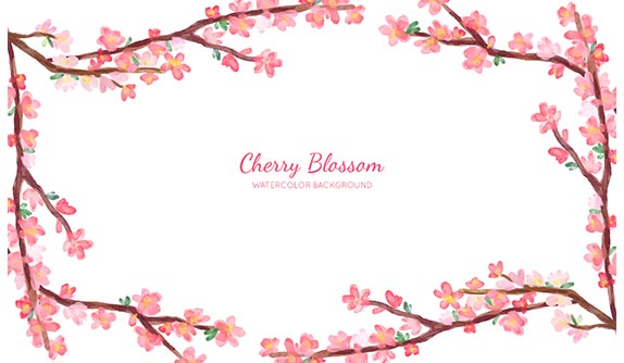 水彩樱花矢量素材(EPS/AI)