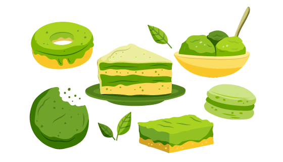 美味的抹茶甜点矢量素材(AI/EPS/PNG)