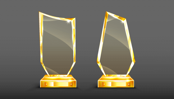 闪闪发光的金色水晶奖杯矢量素材(EPS)