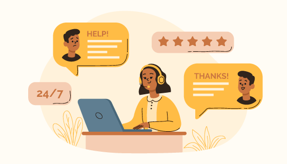 7*24小时在线客服插画矢量素材(AI/EPS)