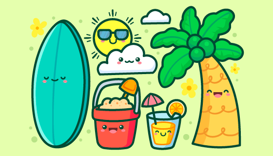 可爱的夏天元素矢量素材(AI/EPS/PNG)