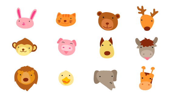 12个可爱的动物头像矢量素材(EPS/PNG)