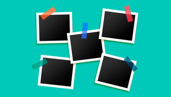 五个用胶带粘着的相框矢量素材(EPS)