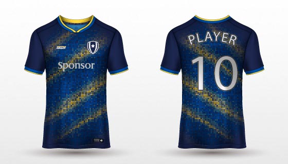 深蓝色足球球衣T恤矢量素材(EPS)