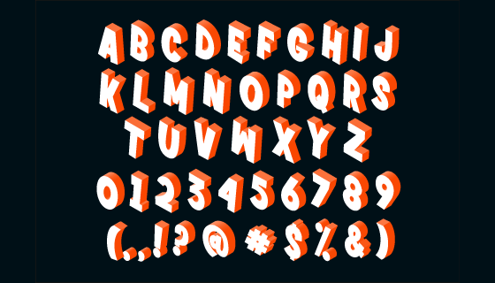 立体字母数字标点符号矢量素材(EPS)