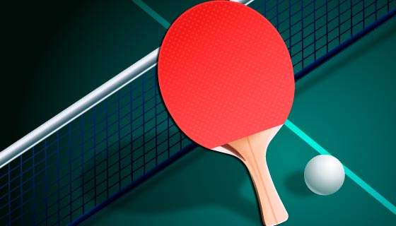 逼真的乒乓球和乒乓球拍矢量素材(AI/EPS)