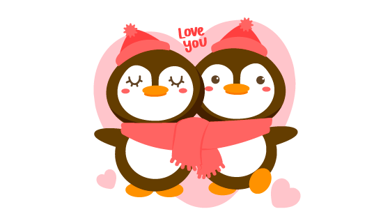 浪漫的企鹅情侣矢量素材(EPS)