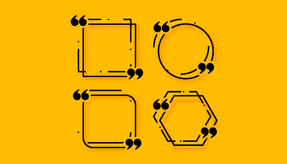 四个孟菲斯风格引号边框矢量素材(EPS)