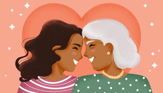 母女头顶着头设计母亲节快乐矢量素材(AI/EPS)