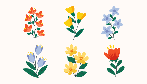 手绘风格漂亮花卉矢量素材(AI/EPS/PNG)