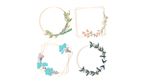四个漂亮的花卉边框矢量素材(AI/EPS/PNG)
