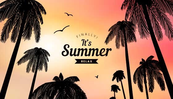 仰望大树和天空夏天背景矢量素材(AI/EPS)