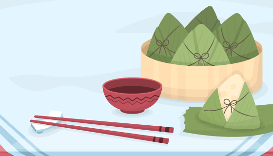 扁平风格的美味粽子矢量素材(AI/EPS)