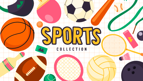各种球类组成的运动背景矢量素材(EPS)
