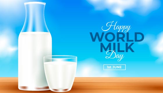 逼真的牛奶设计世界牛奶日矢量素材(AI/EPS)