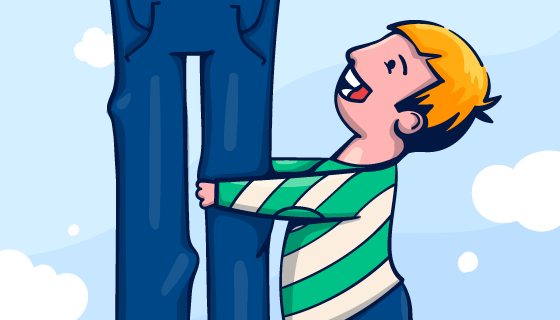 儿子抱着爸爸的腿设计父亲节矢量素材(AI/EPS)