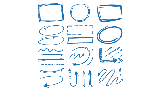 手绘涂鸦风格的标记和箭头矢量素材(EPS/PNG)