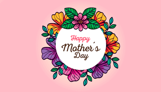 手绘漂亮花卉设计母亲节快乐矢量素材(EPS)