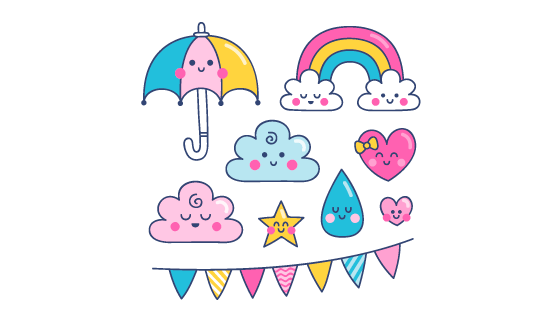 手绘可爱装饰元素矢量素材(AI/EPS/PNG)