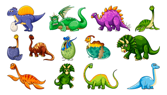 各种各样的卡通恐龙矢量素材(EPS)