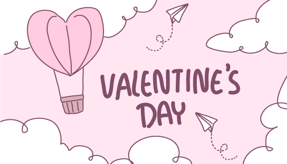 手绘爱心热气球设计情人节矢量素材(EPS)