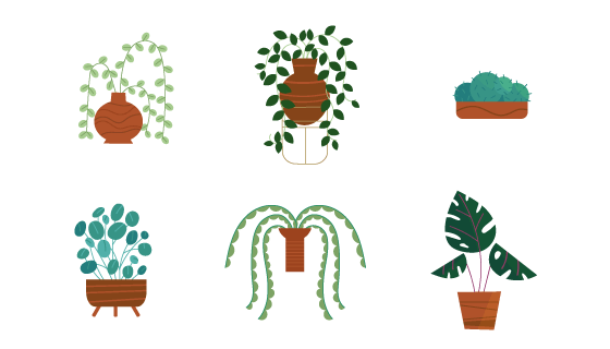 手绘简单的盆栽矢量素材(AI/EPS/PNG)