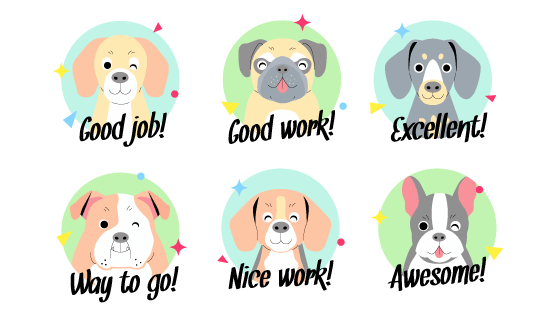 可爱的狗设计的励志贴纸矢量素材(AI/EPS)