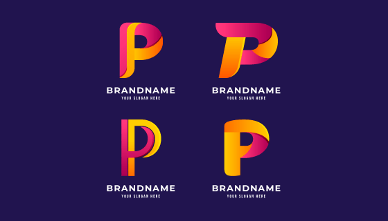 字母P设计的创意logo矢量素材(AI/EPS/PNG)