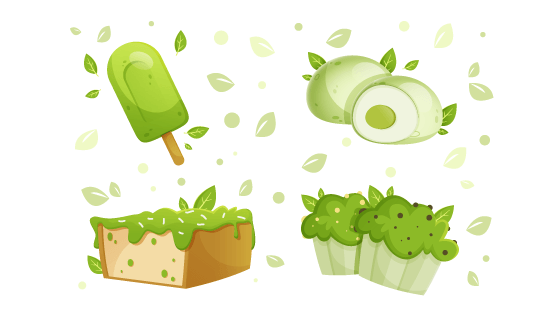 美味的绿色抹茶甜点矢量素材(AI/EPS)