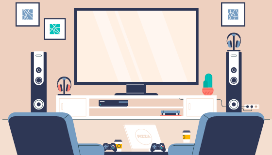 扁平风格的游戏室矢量素材(AI/EPS)