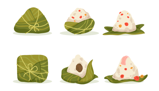 手绘美味的端午节粽子矢量素材(AI/EPS)