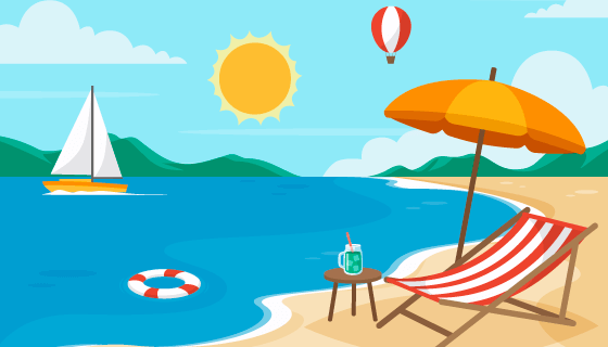 惬意的海滩夏天背景矢量素材(AI/EPS)