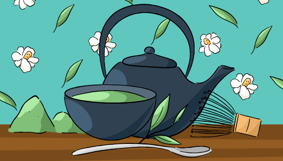 手绘茶壶茶杯矢量素材(AI/EPS)