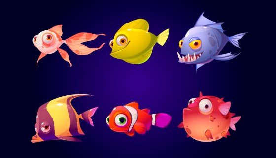 多彩可爱的鱼矢量素材(EPS/PNG)