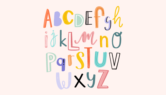 手绘涂鸦风格的英文字母矢量素材(EPS/PNG)